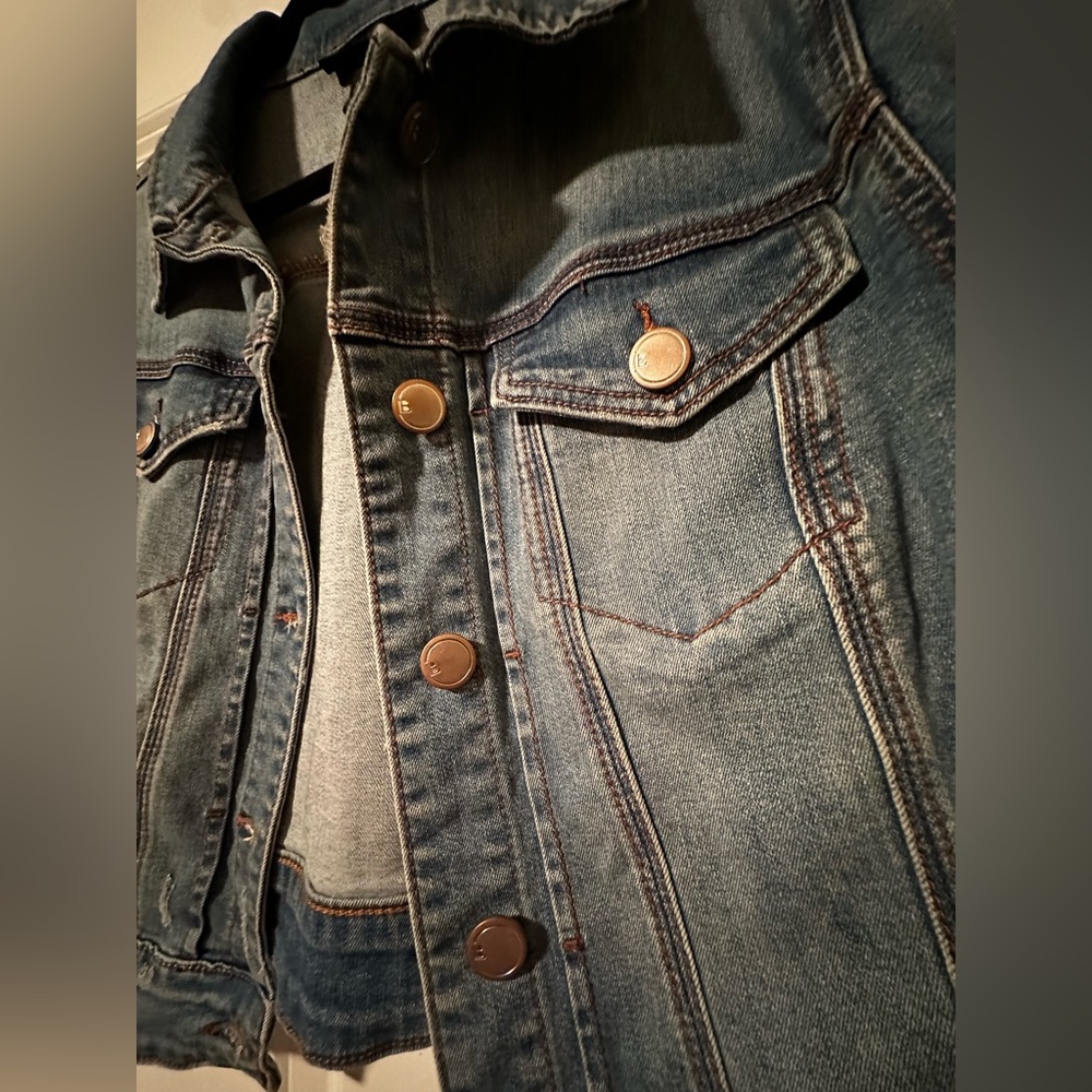 Lane Bryant stretchy cropped denim jacket.